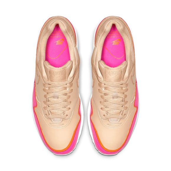 The Nike Air Max 1 Liner Tan 881101-202 Tan/Pink-orange W’s sz 8. Worn. No box. - Picture 2 of 7